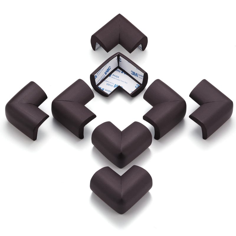 AIXMEET 8 Pack Corner Protector for Baby, Heavy-Duty Soft Rubber Foam Furniture Corner Bumper Guards, Child Safety Furniture Bumper, Adhesive Pre-Taped Corner Protectors,Soft Sponge Table Corners, Brown - Image 3